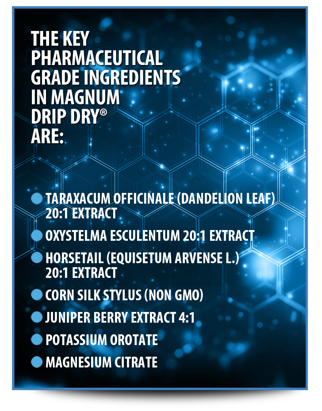 MAGNUM Drip Dry™ Key Ingredients